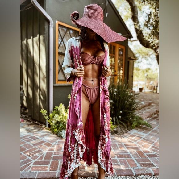 Handmade Hand Dyed Boho Bohemian Maxi Kimono Dress | Festival Rave Bali Chakra - Picture 4 of 8